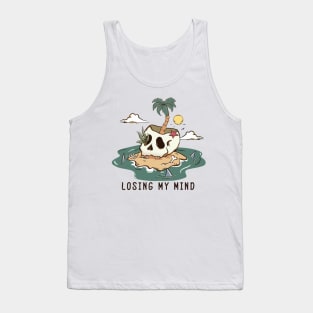 "Losing My Mind" Skull on Deserted Island Tank Top